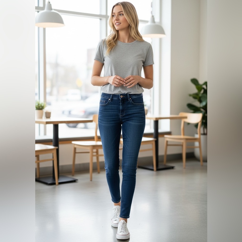 Dark Wash Skinny Jeans - Classic Mid-Rise Denim